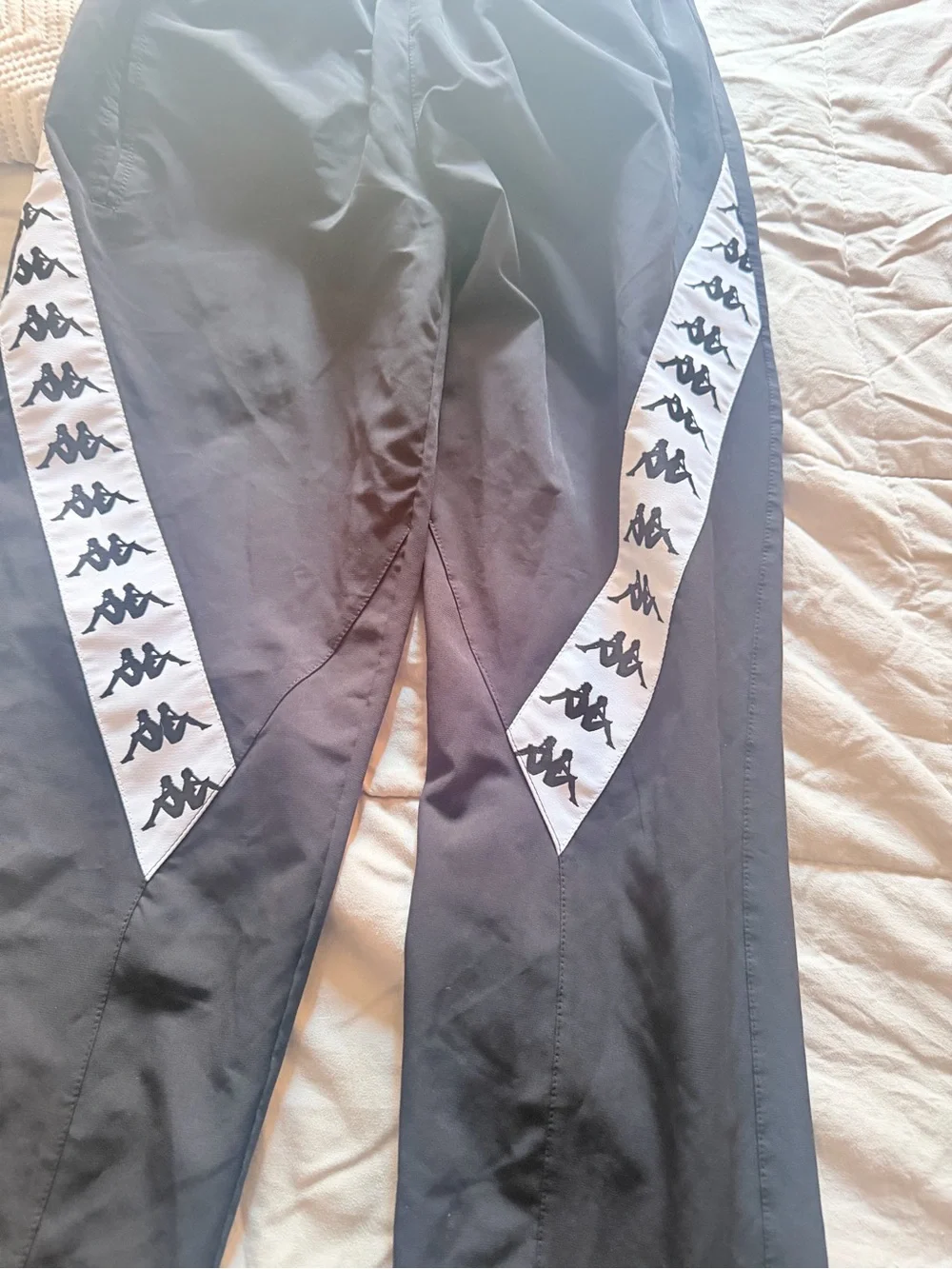 Kappa Black Track Pants with White Logo Panels - Picture 3 of 4